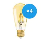 Mehrfachpackung 4x Osram Vintage 1906 LED E27 Edison 7W 825 Gold | Dimmbar - Ersatz für 50W
